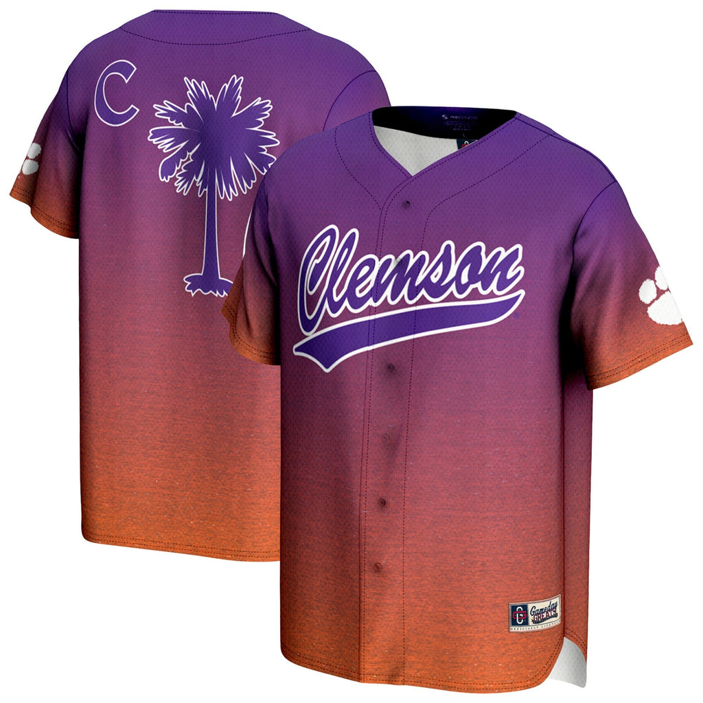 Clemson Tigers Lightweight Baseball Jersey - Purple/Orange product image 1, provided for visual reference and product detail
