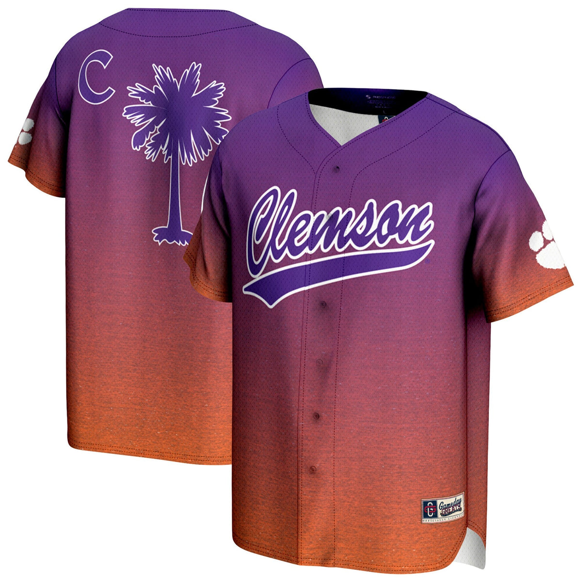 Clemson Tigers Lightweight Baseball Jersey - Purple/Orange product image 1, provided for visual reference and product detail