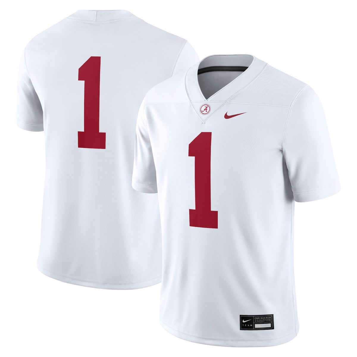 #1 White Alabama Crimson Tide Game Jersey product image 2, provided for visual reference and product detail review