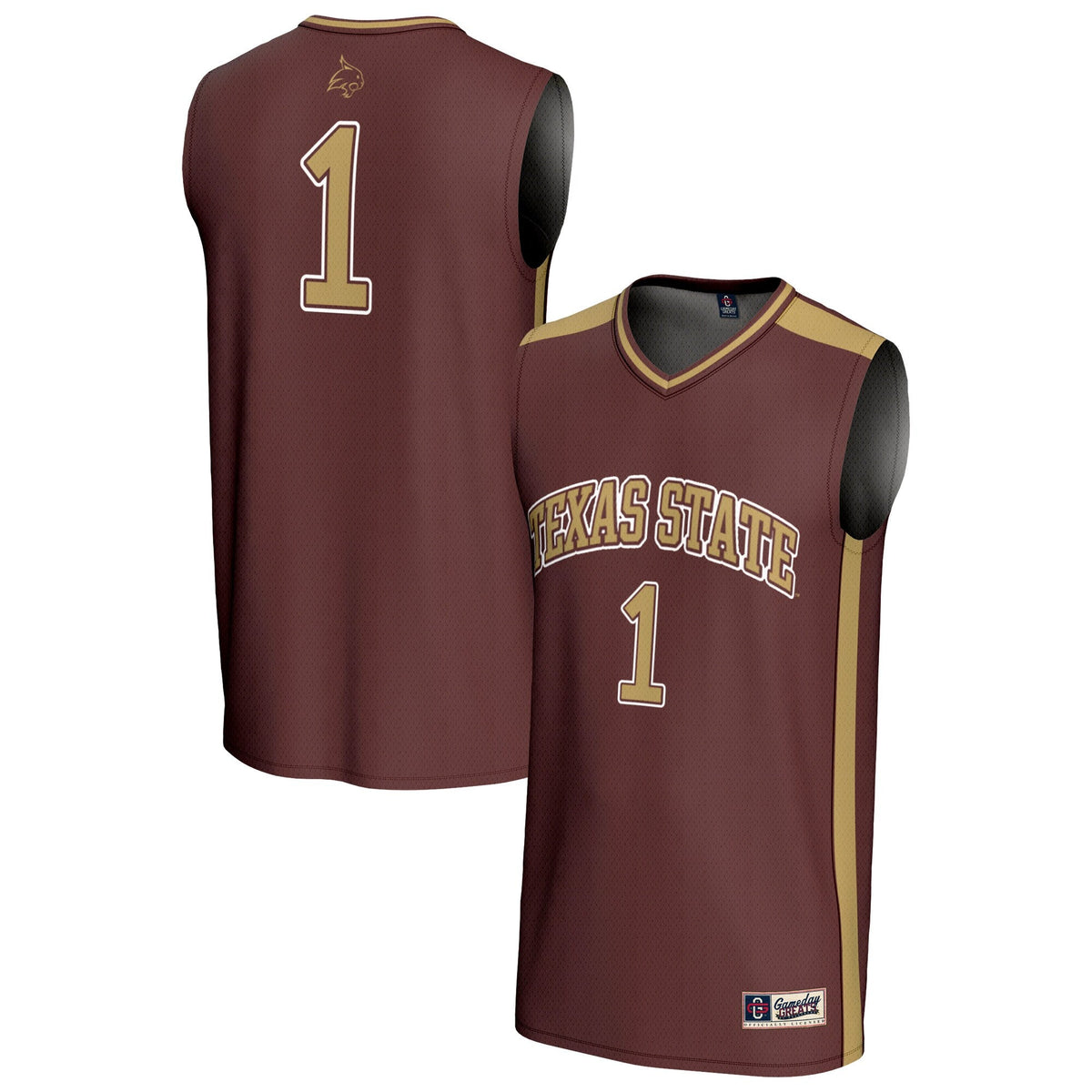 #1 Texas State Bobcats Lightweight Basketball Fashion Jersey - Maroon product image 1, provided for visual reference and
