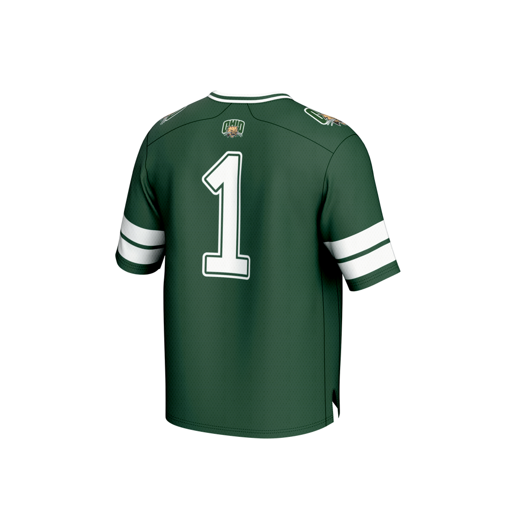 #1 Ohio Bobcats Lightweight Collegiate Football Fashion Jersey - Green product image 4, provided for visual reference and