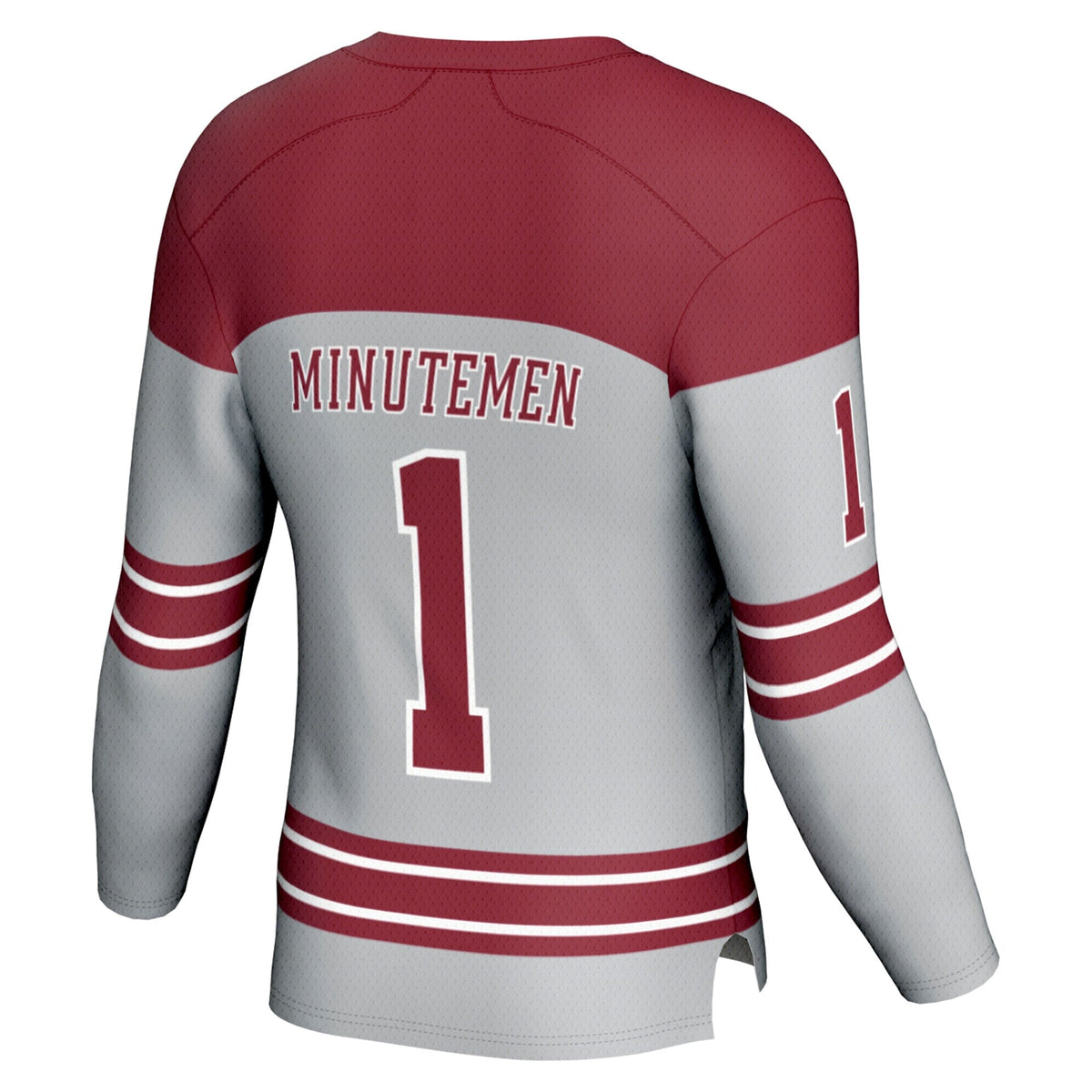 #1 UMass Minutemen Hockey Fashion Jersey - Gray product image 4, provided for visual reference and product detail review
