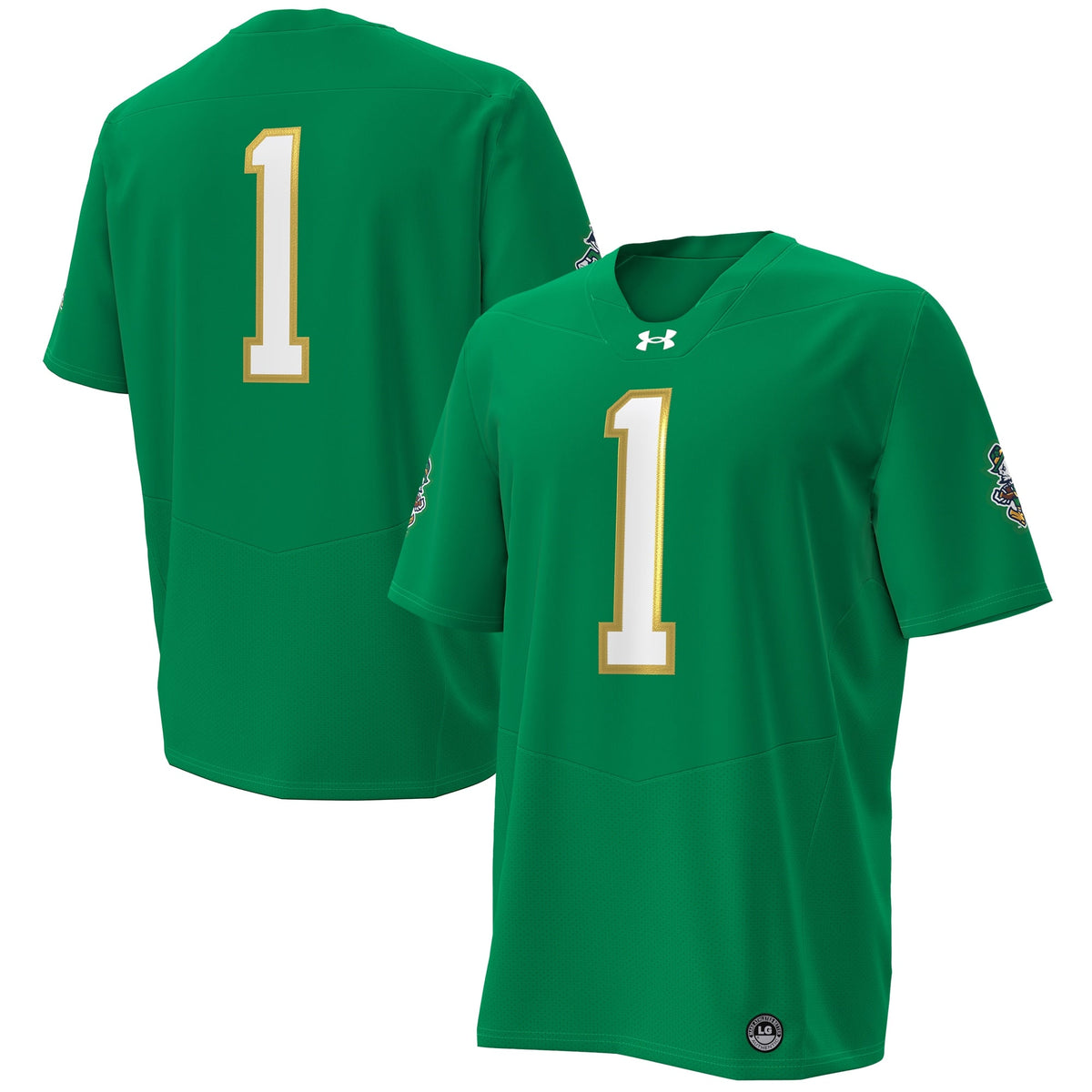 #1 Notre Dame Fighting Irish Irish Wear Green Football Twill Replica Jersey - Kelly Green product image 2, provided for