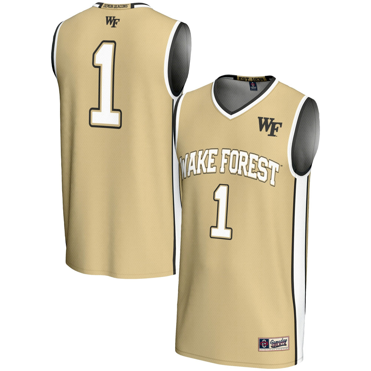 #1 Wake Forest Demon Deacons Lightweight Basketball Jersey - Gold product image 1, provided for visual reference and product