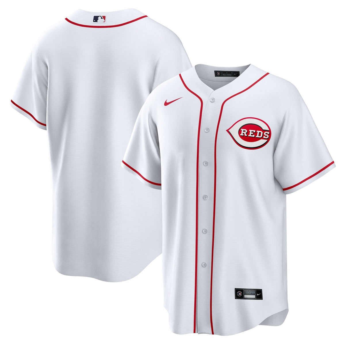 Cincinnati Reds White Home Big & Tall Replica Jersey product image 1, provided for visual reference and product detail review