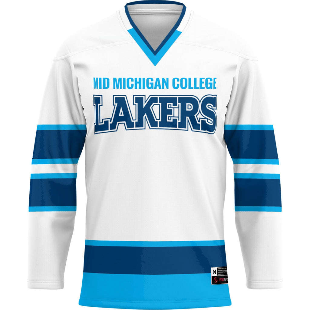 Mid Michigan College Hockey Jersey - White product image 3, provided for visual reference and product detail review