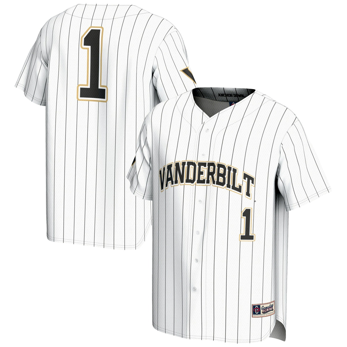 #1 Vanderbilt Commodores Lightweight Baseball Jersey - White product image 1, provided for visual reference and product