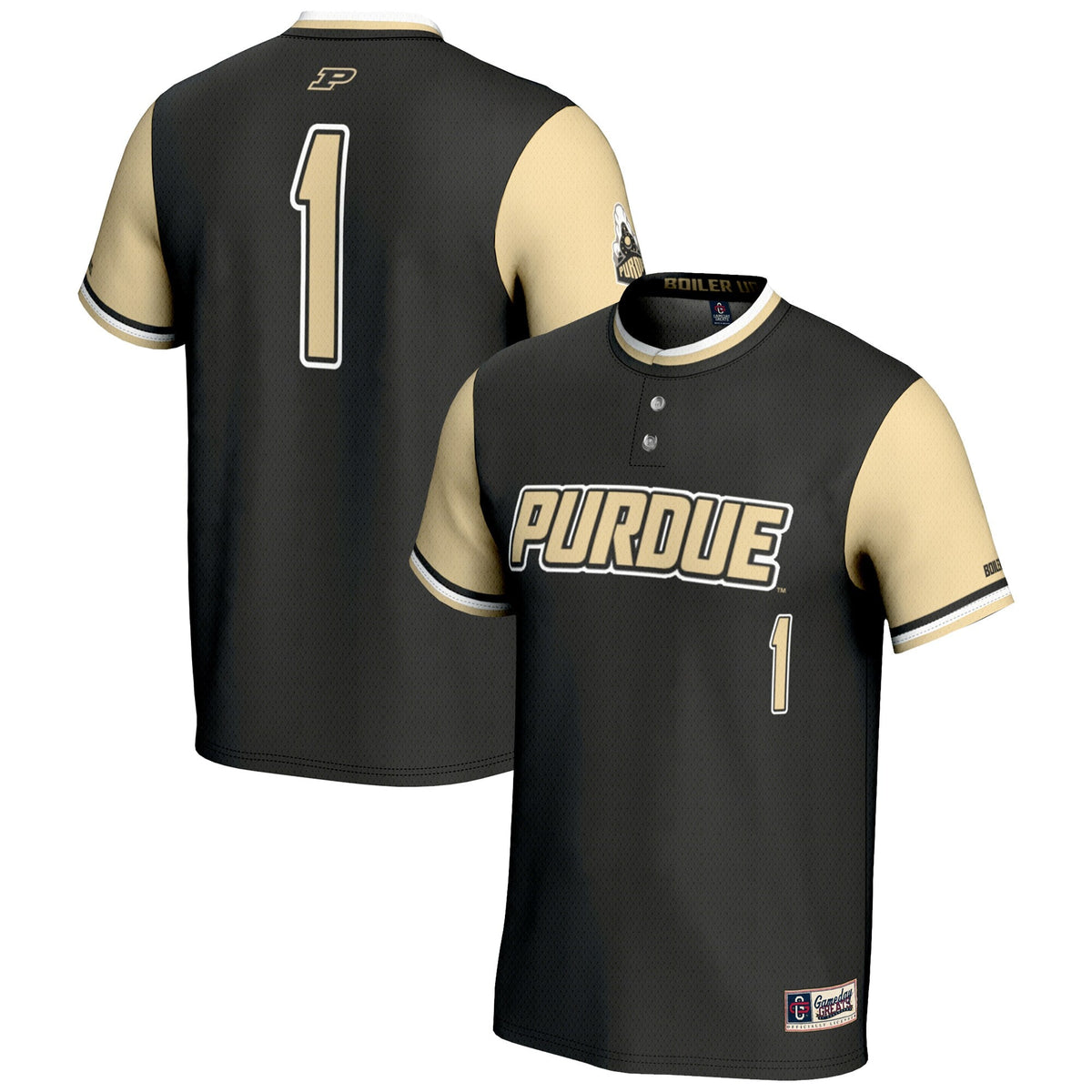 #1 Purdue Boilermakers Lightweight Softball Jersey - Gold product image 1, provided for visual reference and product detail