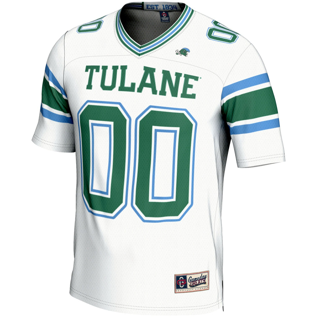 Tulane Green Wave NIL Pick-A-Player Football Jersey - White product image 3, provided for visual reference and product