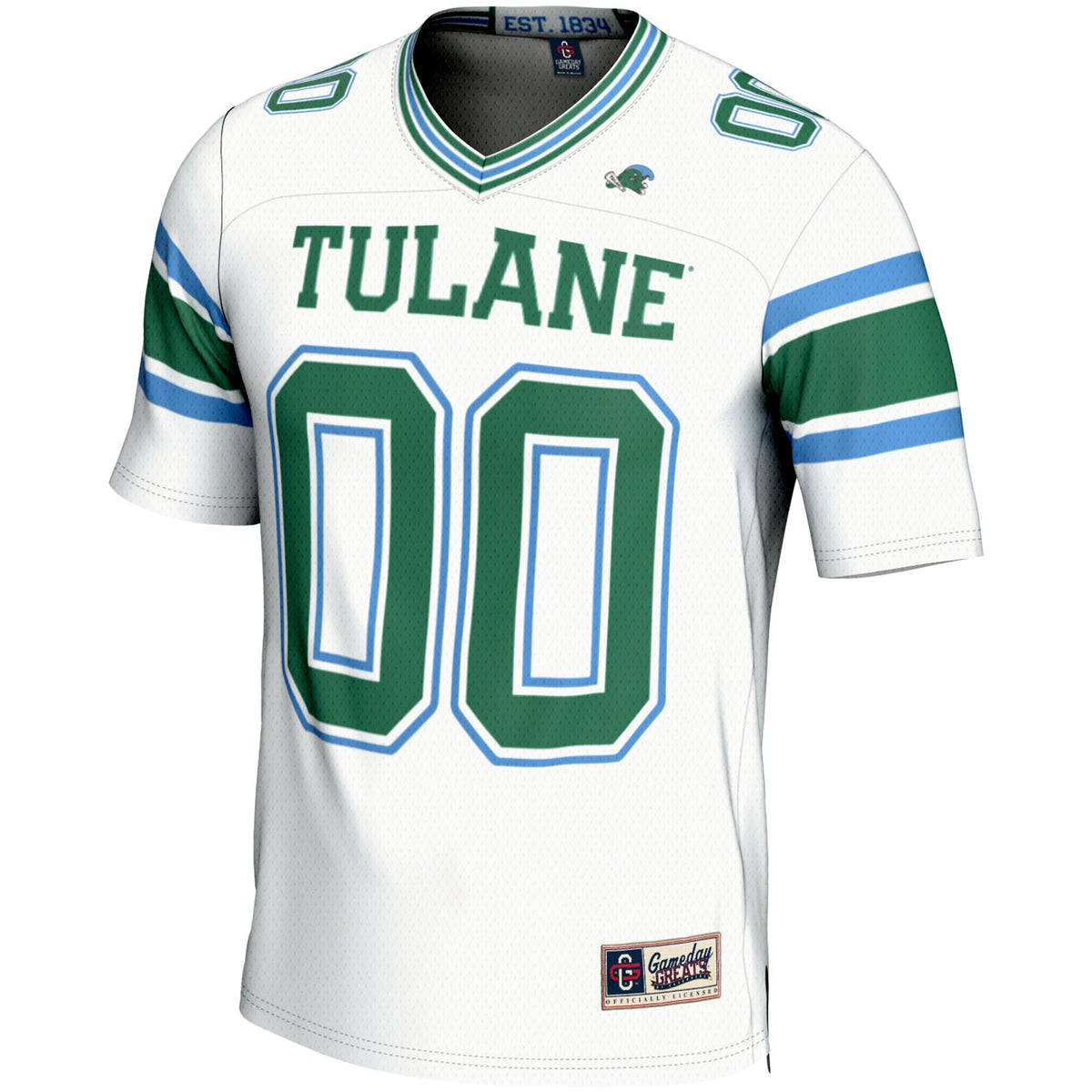 Tulane Green Wave NIL Pick-A-Player Football Jersey - White product image 3, provided for visual reference and product
