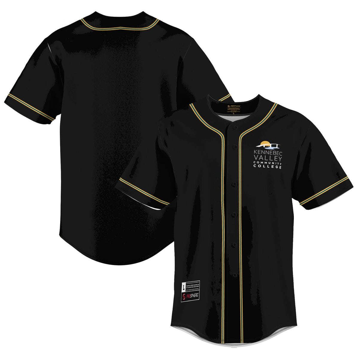 Kennebec Valley Community College Lightweight Baseball Jersey - Black product image 2, provided for visual reference and