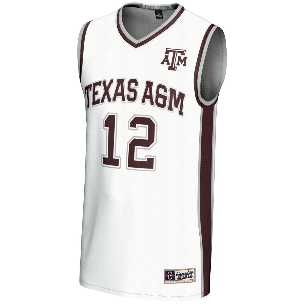 #12 Texas A&M Aggies Basketball Lightweight Fashion Jersey - White product image 3, provided for visual reference and