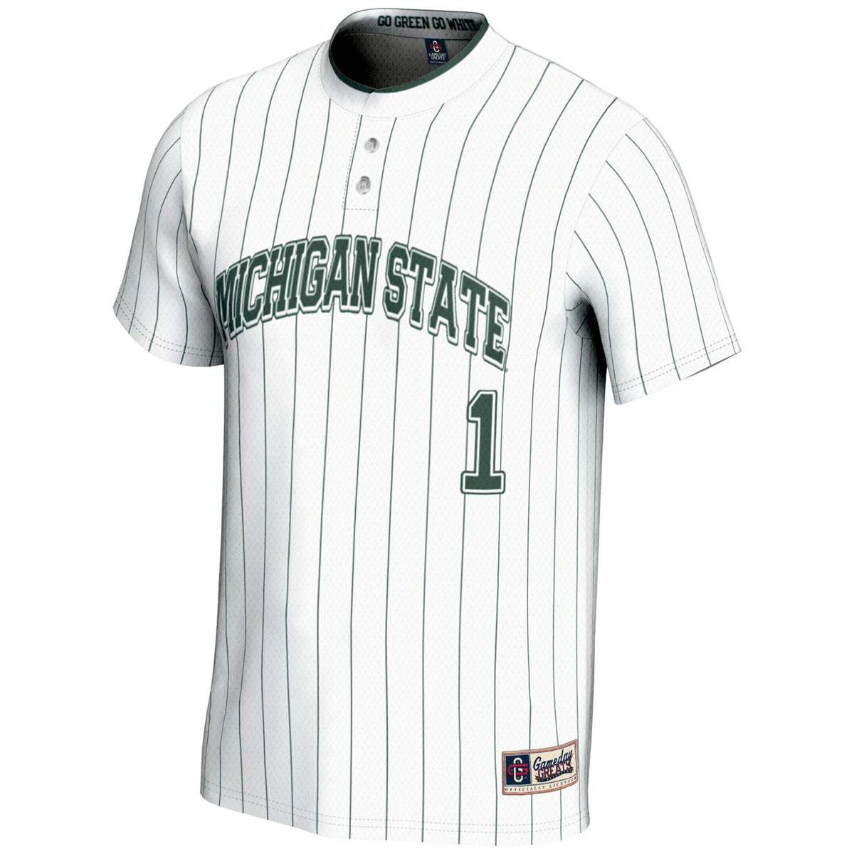 #1 Michigan State Spartans Lightweight Softball Jersey - White product image 3, provided for visual reference and product