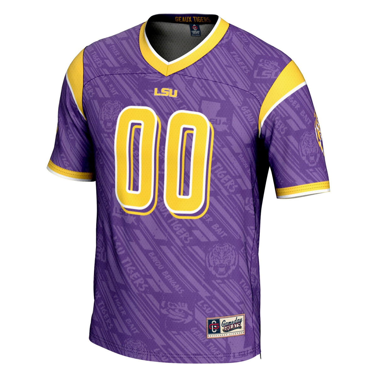 LSU Tigers Highlight Print NIL Pick-A-Player Football Jersey - Purple product image 3, provided for visual reference and