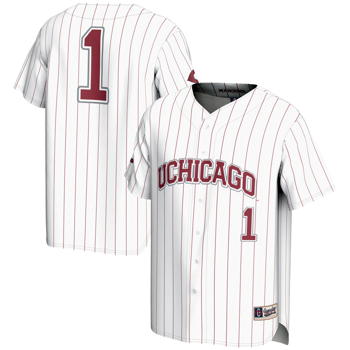 #1 UChicago Maroons Lightweight Baseball Fashion Jersey - White product image 1, provided for visual reference and product