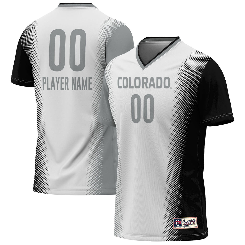 Colorado Buffaloes Pick-A-Player NIL Lightweight Soccer Jersey - White product image 1, provided for visual reference and