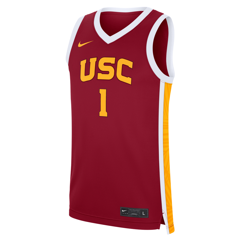 #1 USC Trojans Road Replica Basketball Jersey - Cardinal product image 3, provided for visual reference and product detail