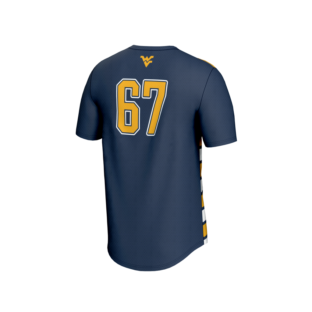 #67 West Virginia Mountaineers Lightweight Soccer Fashion Jersey - Navy product image 4, provided for visual reference and