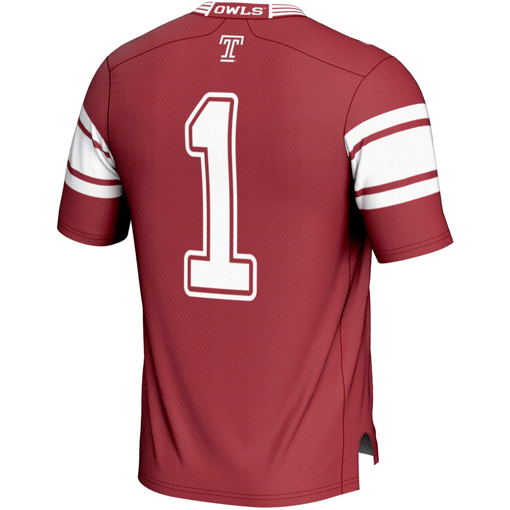 #1 Temple Owls Endzone Football Jersey - Cherry product image 4, provided for visual reference and product detail review