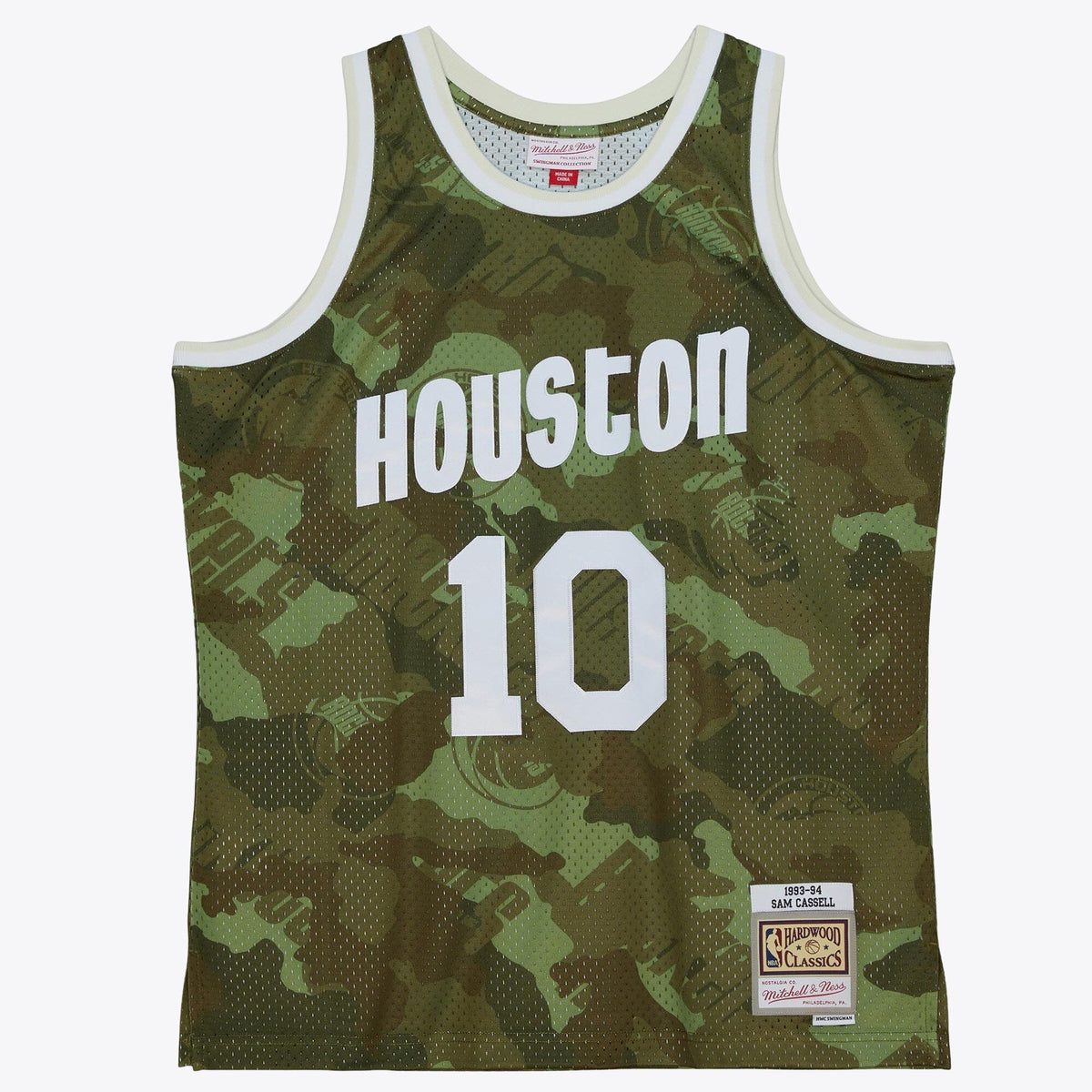 Houston Rockets Sam Cassell 1993 Ghost Camo Swingman Jersey - Green product image 3, provided for visual reference and