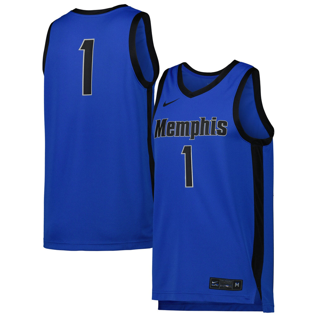 #1 Memphis Tigers Replica Basketball Jersey - Blue product image 1, provided for visual reference and product detail review