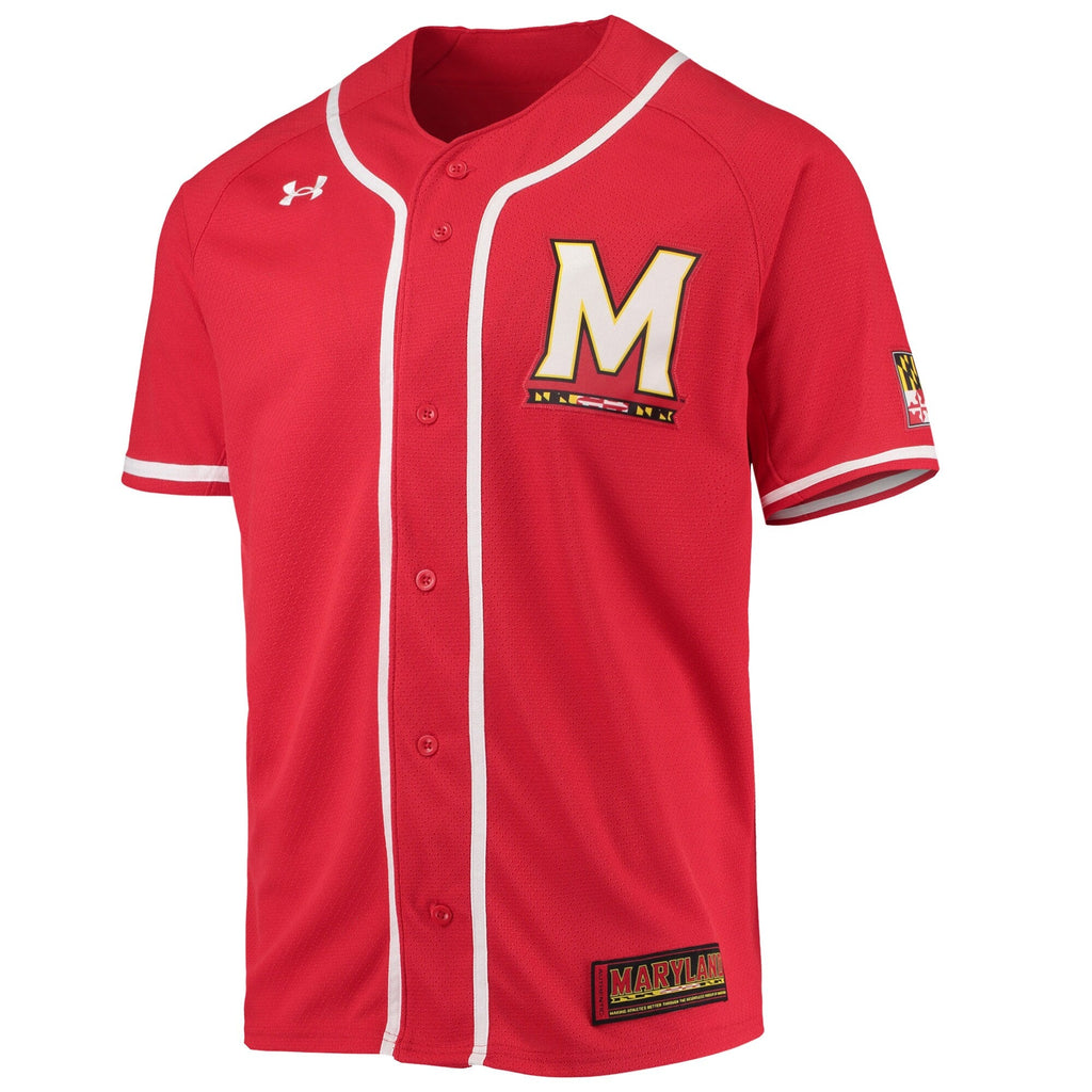 Maryland Terrapins Replica Baseball Jersey - Red product image 3, provided for visual reference and product detail review