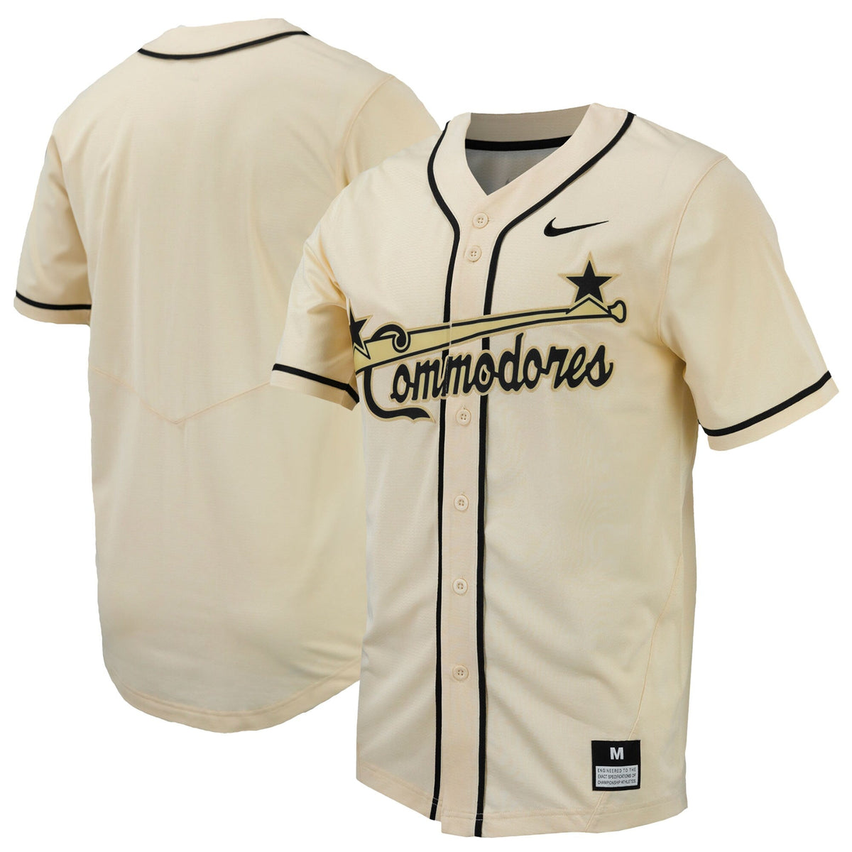 Natural Vanderbilt Commodores Replica Full-Button Baseball Jersey product image 1, provided for visual reference and product