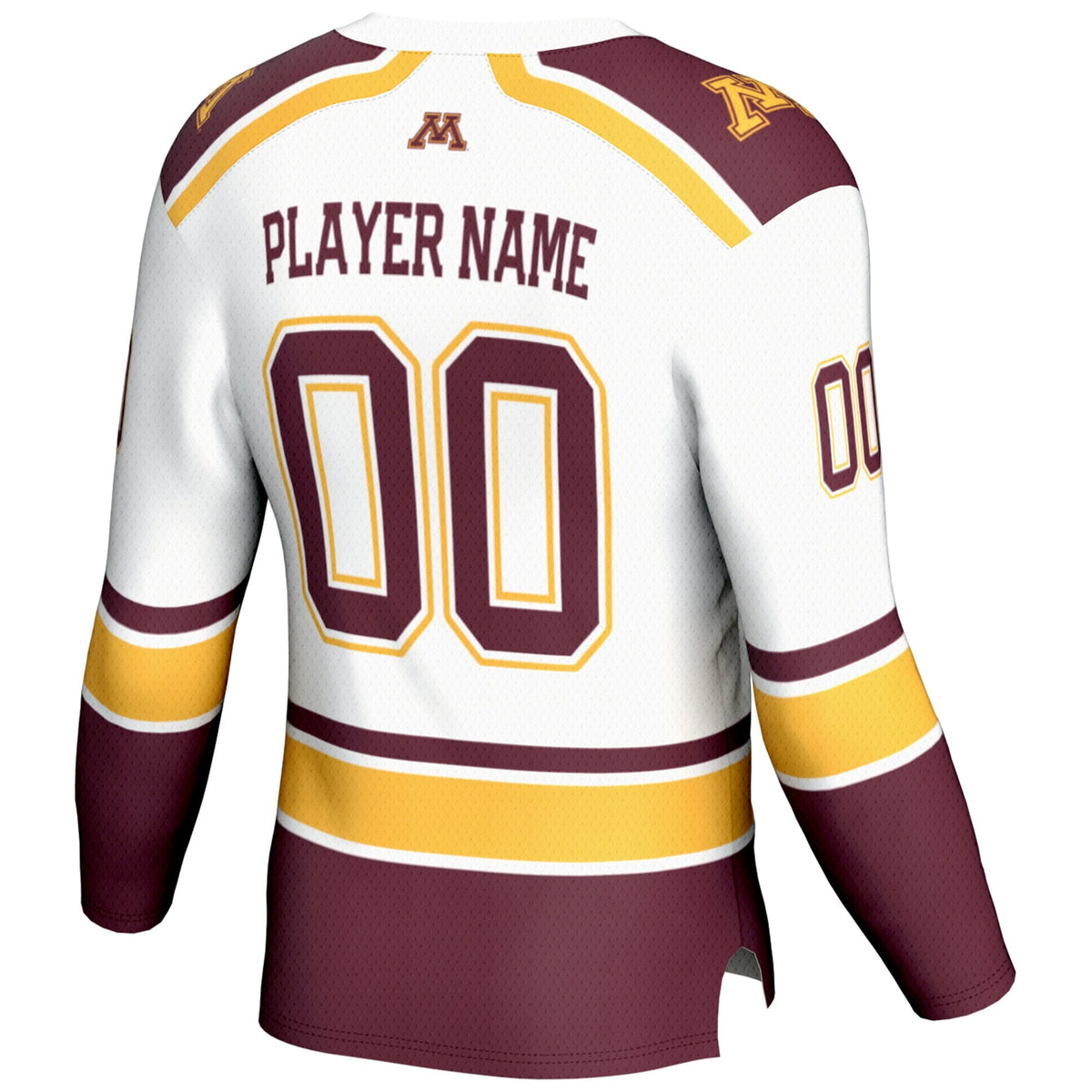 Minnesota Golden Gophers NIL Pick-A-Player Hockey Jersey - White product image 4, provided for visual reference and product
