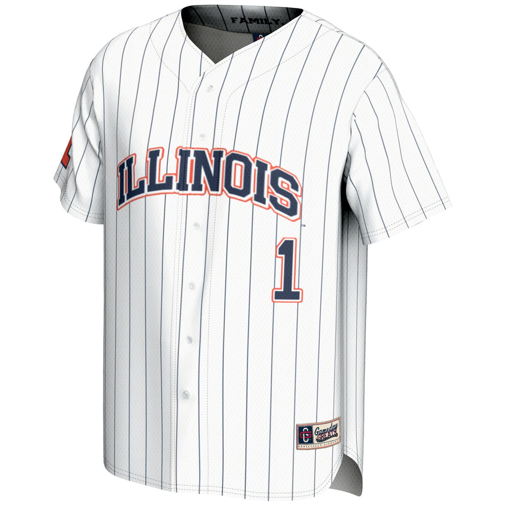 #1 Illinois Fighting Illini Lightweight Baseball Jersey - White product image 3, provided for visual reference and product