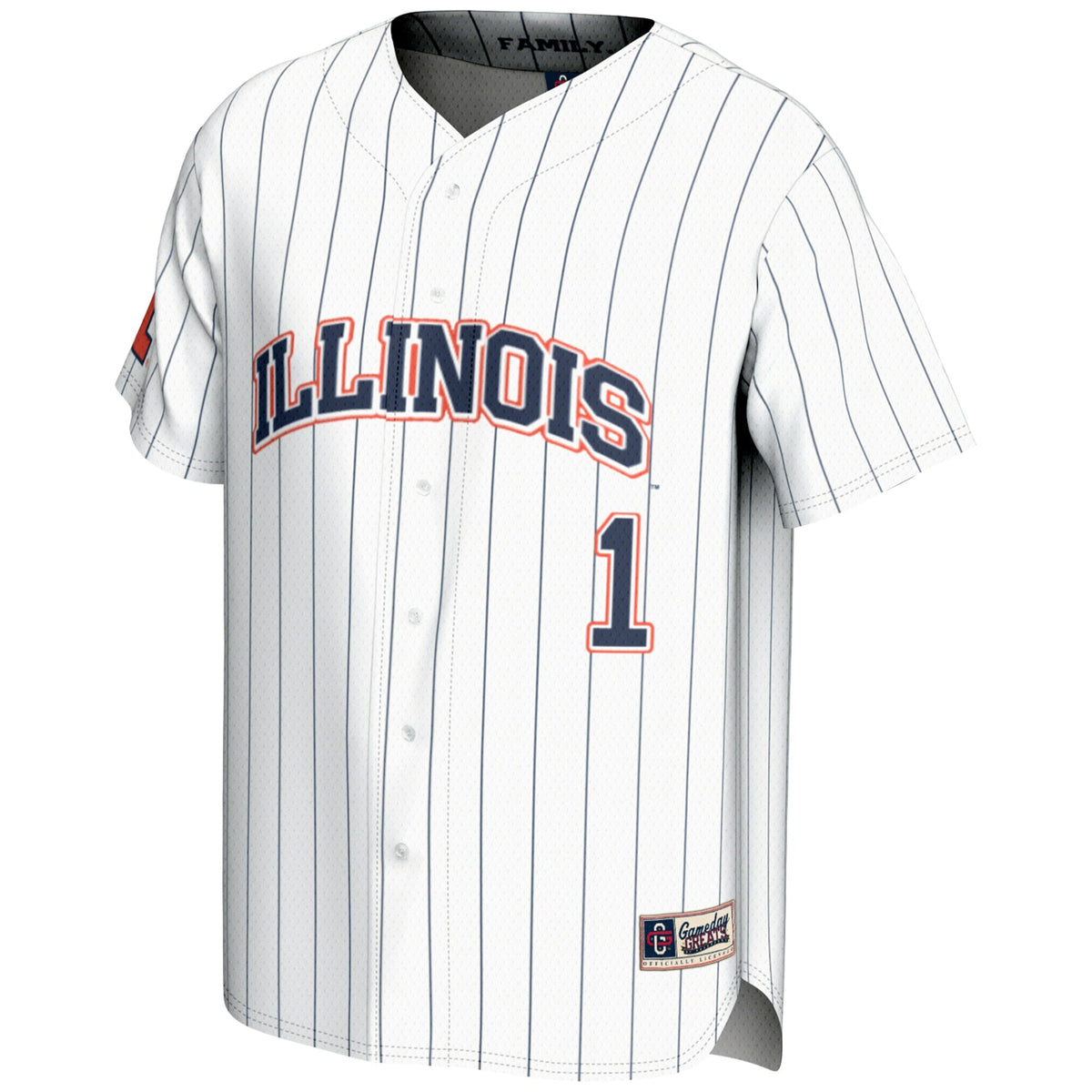 #1 Illinois Fighting Illini Lightweight Baseball Jersey - White product image 3, provided for visual reference and product