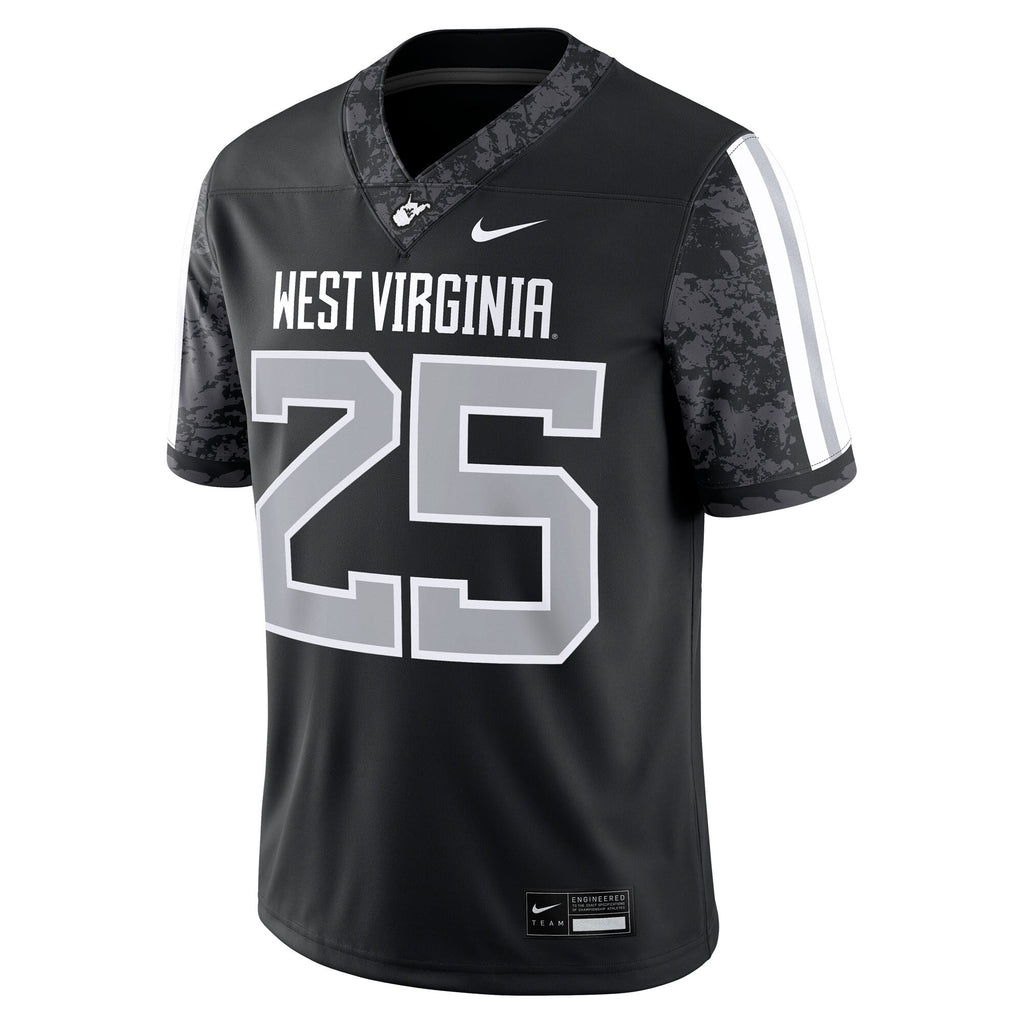 #25 West Virginia Mountaineers Alternate Game Jersey - Black product image 3, provided for visual reference and product