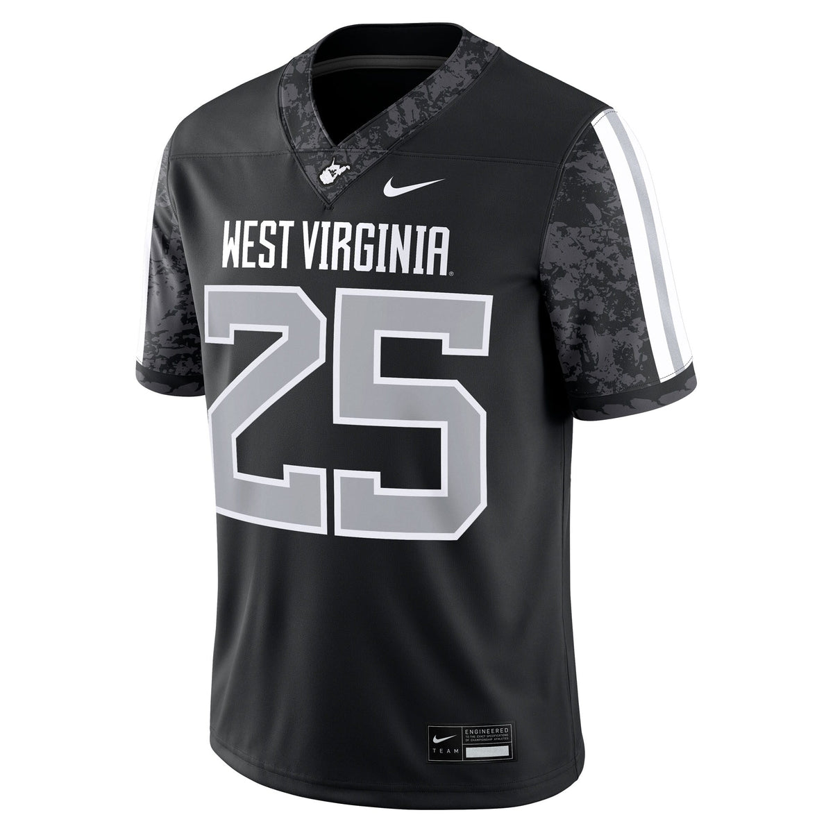 #25 West Virginia Mountaineers Alternate Game Jersey - Black product image 3, provided for visual reference and product