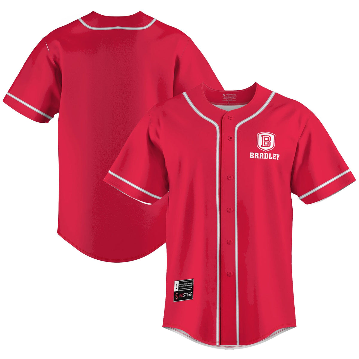 Bradley Braves Lightweight Baseball Jersey - Red product image 1, provided for visual reference and product detail review