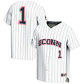 #1 UConn Huskies Lightweight Baseball Jersey - White product image 1, provided for visual reference and product detail review