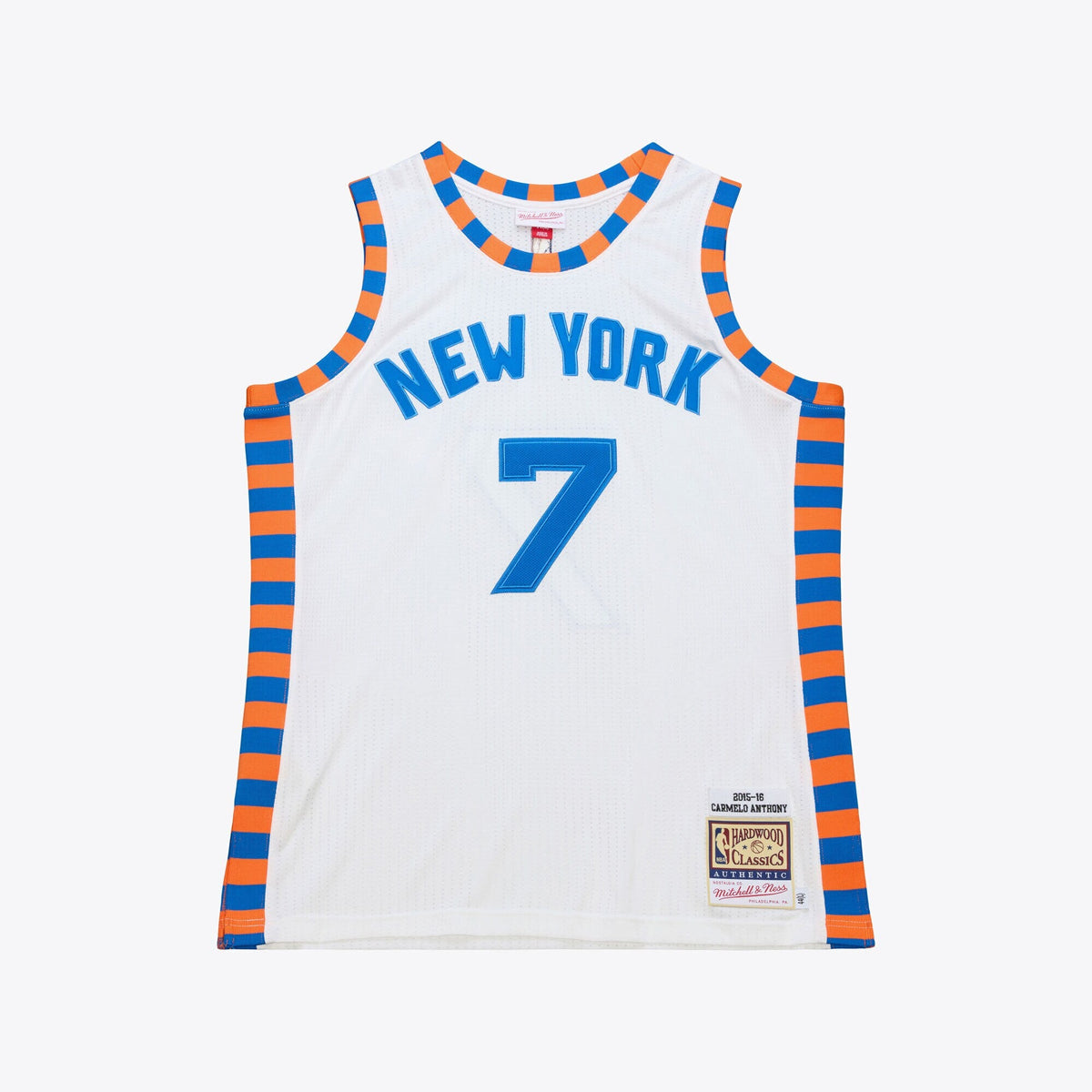 Carmelo Anthony White New York Knicks 2015-16 Hardwood Classics Authentic Jersey product image 1, provided for visual