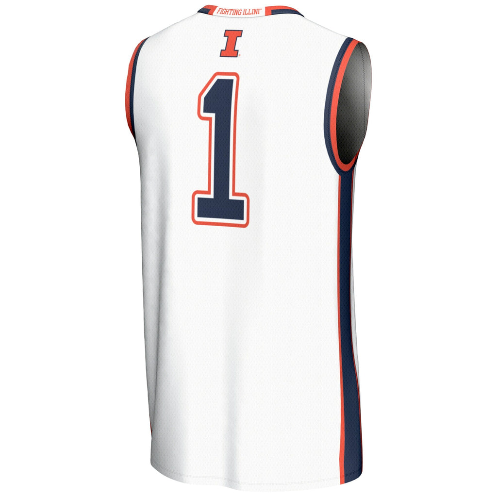 #1 Illinois Fighting Illini Lightweight Basketball Jersey - White product image 4, provided for visual reference and product