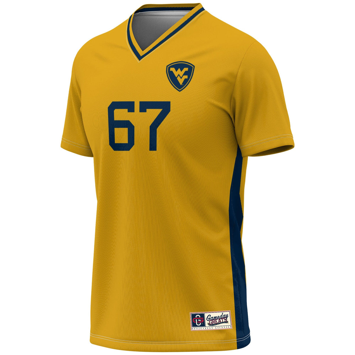#1 West Virginia Mountaineers Lightweight Soccer Fashion Jersey - Gold product image 3, provided for visual reference and