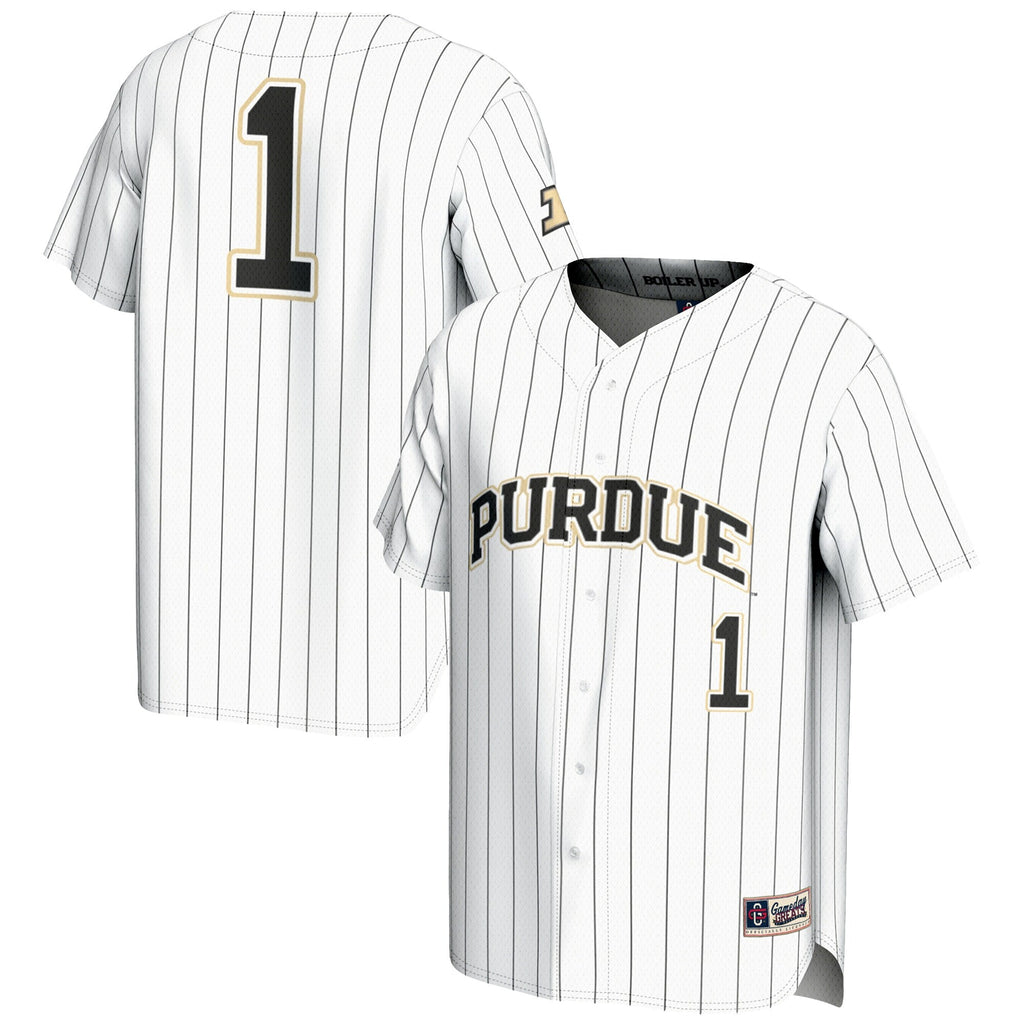 #1 Purdue Boilermakers Lightweight Baseball Jersey - White product image 2, provided for visual reference and product detail
