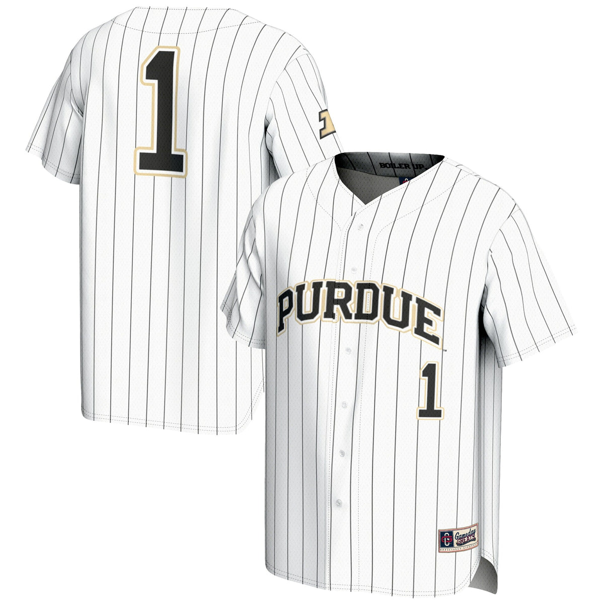 #1 Purdue Boilermakers Lightweight Baseball Jersey - White product image 2, provided for visual reference and product detail