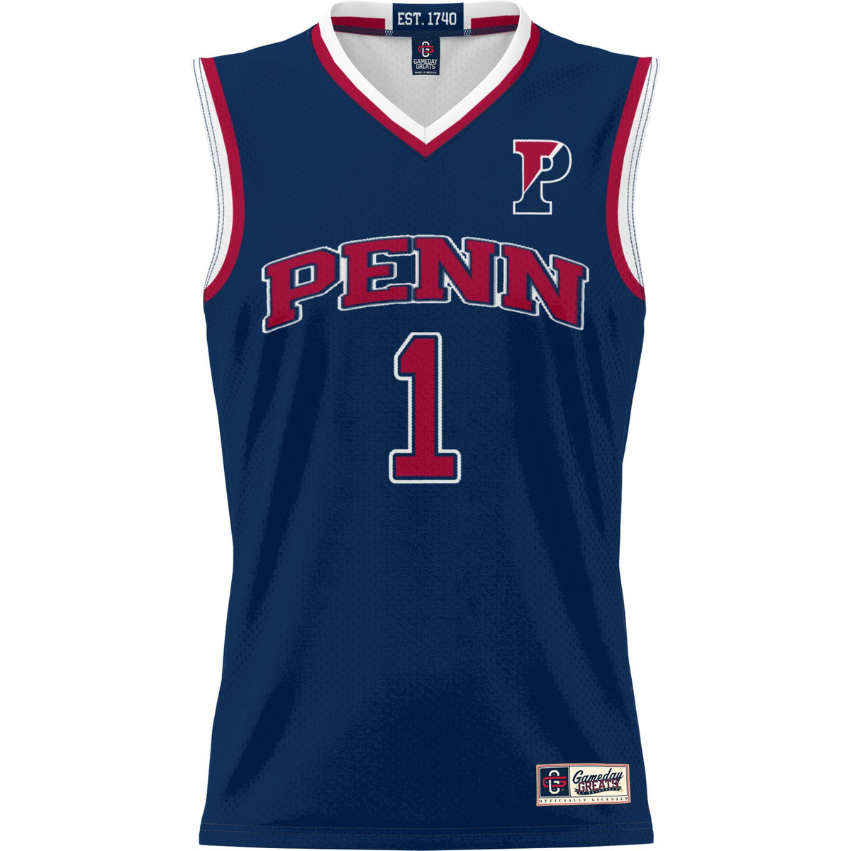 #1 Pennsylvania Quakers Lightweight Basketball Jersey - Navy product image 3, provided for visual reference and product
