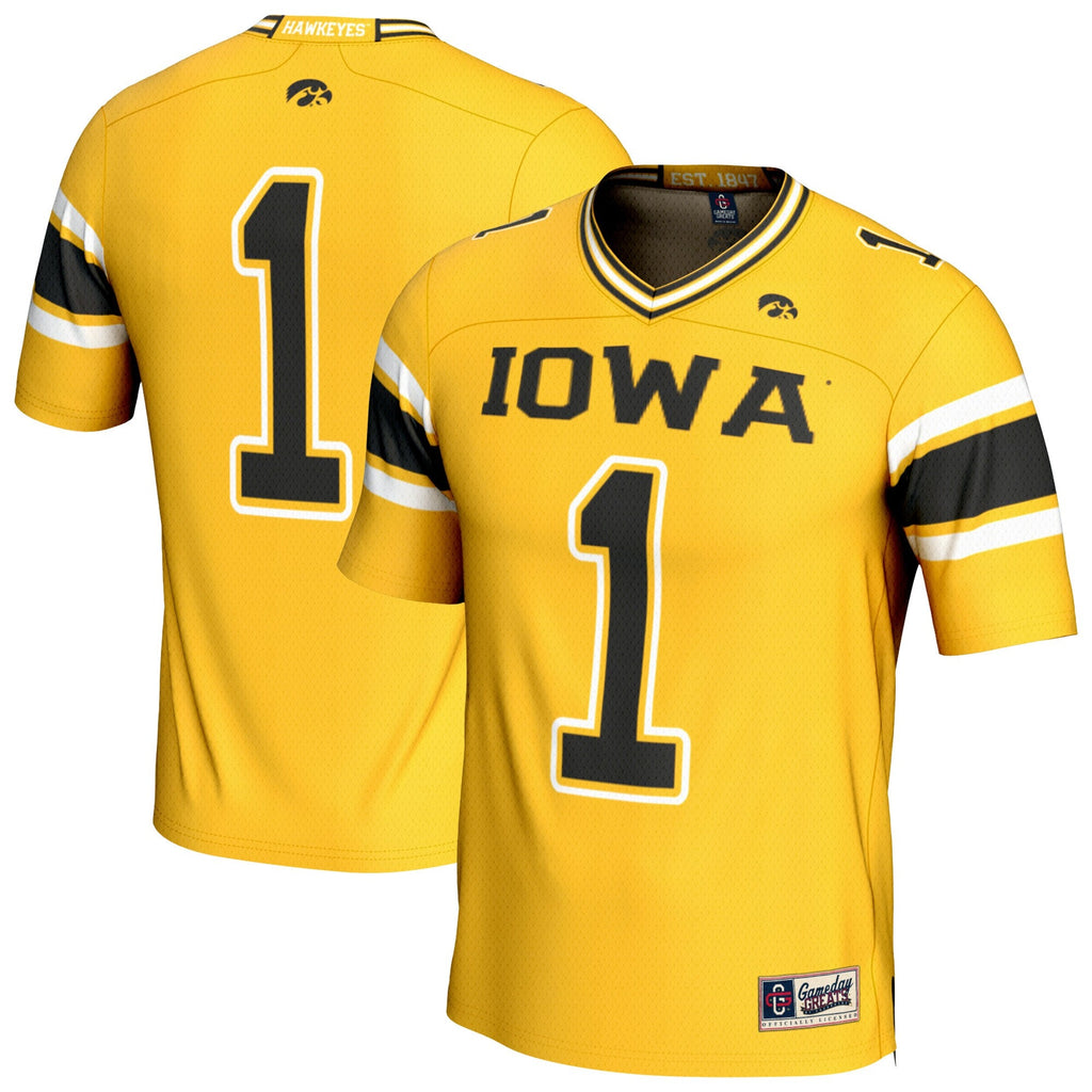 Iowa Hawkeyes Lightweight Collegiate Football Fashion Jersey - Gold product image 1, provided for visual reference and