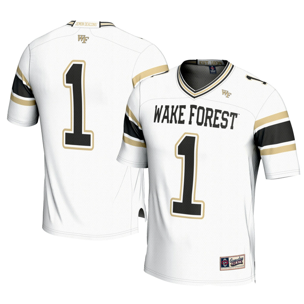 #1 Wake Forest Demon Deacons Football Jersey - White product image 1, provided for visual reference and product detail review