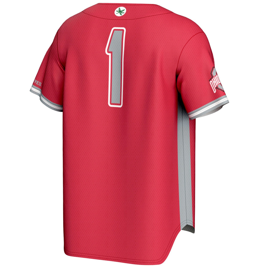 #1 Ohio State Buckeyes Lightweight Baseball Jersey - Scarlet product image 4, provided for visual reference and product