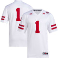 #1 Nebraska Huskers Premier Football Jersey - White product image 1, provided for visual reference and product detail review