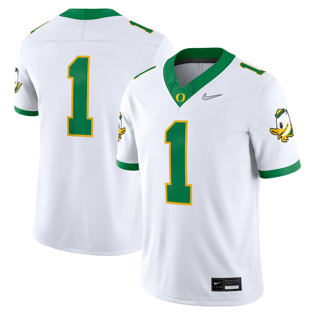 White Oregon Ducks Alternate Game Jersey product image 1, provided for visual reference and product detail review