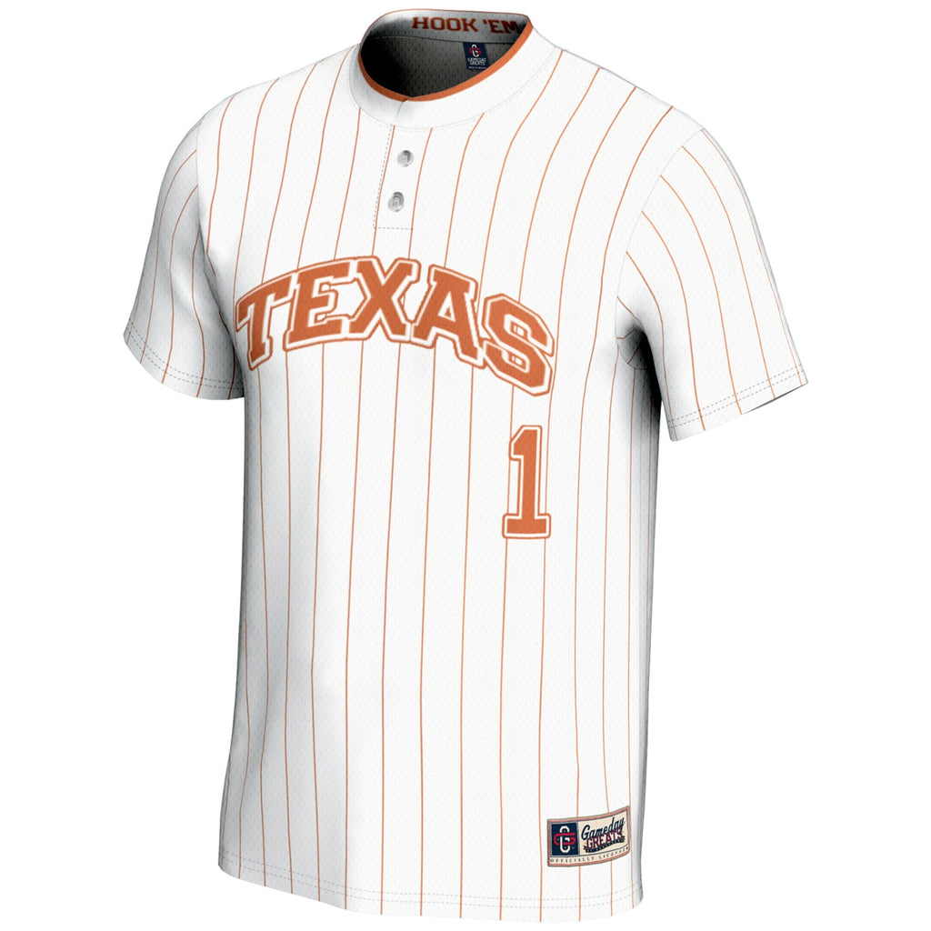 #1 Texas Longhorns Lightweight Softball Jersey - White product image 3, provided for visual reference and product detail