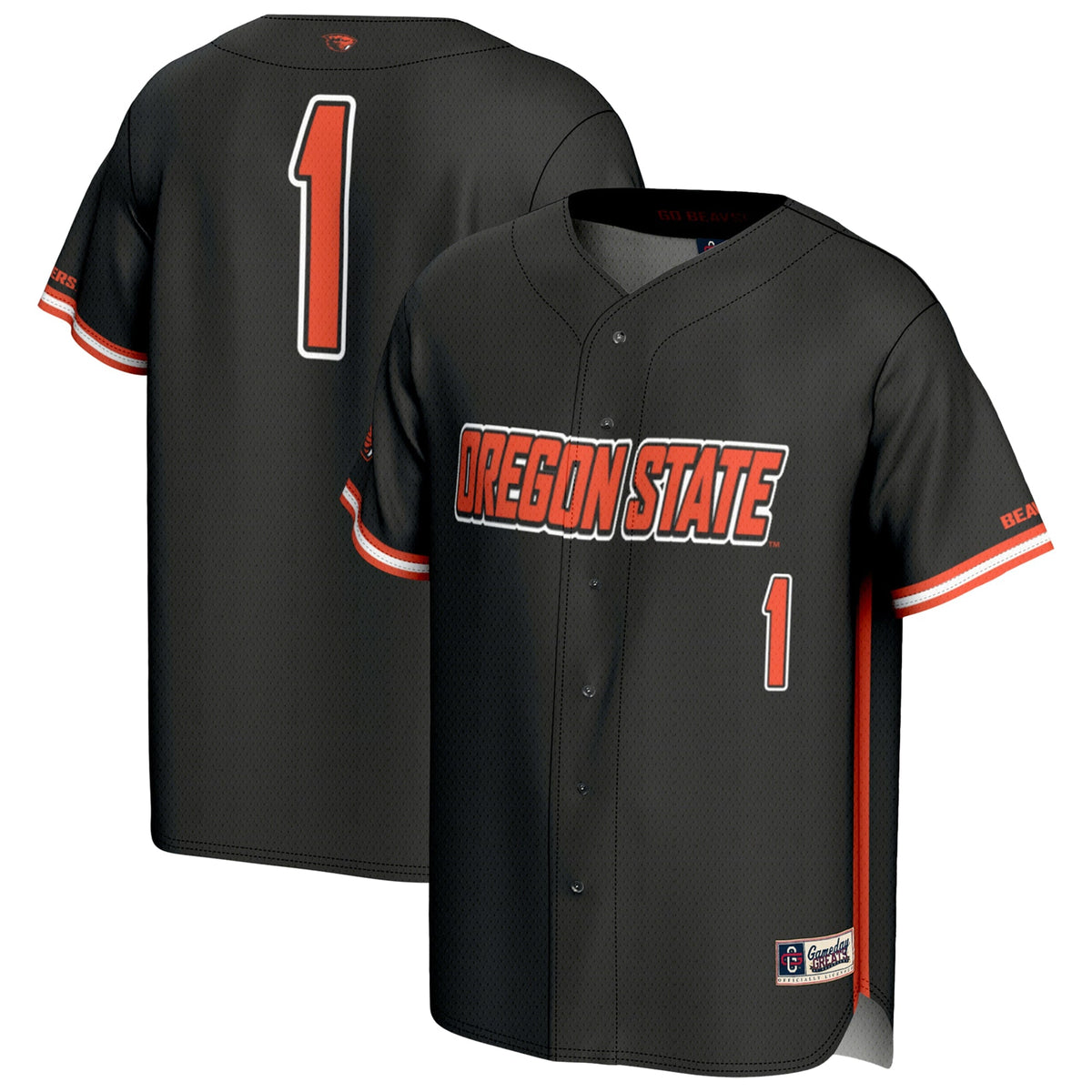 #1 Oregon State Beavers Lightweight Baseball Fashion Jersey - Black product image 2, provided for visual reference and