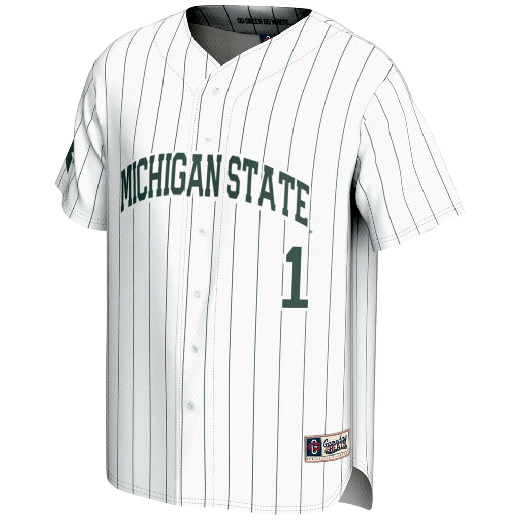 #1 Michigan State Spartans Lightweight Baseball Jersey - White product image 3, provided for visual reference and product
