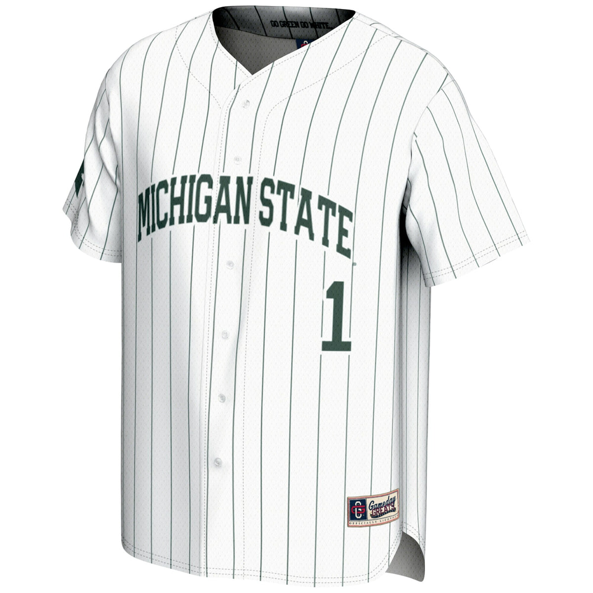#1 Michigan State Spartans Lightweight Baseball Jersey - White product image 3, provided for visual reference and product