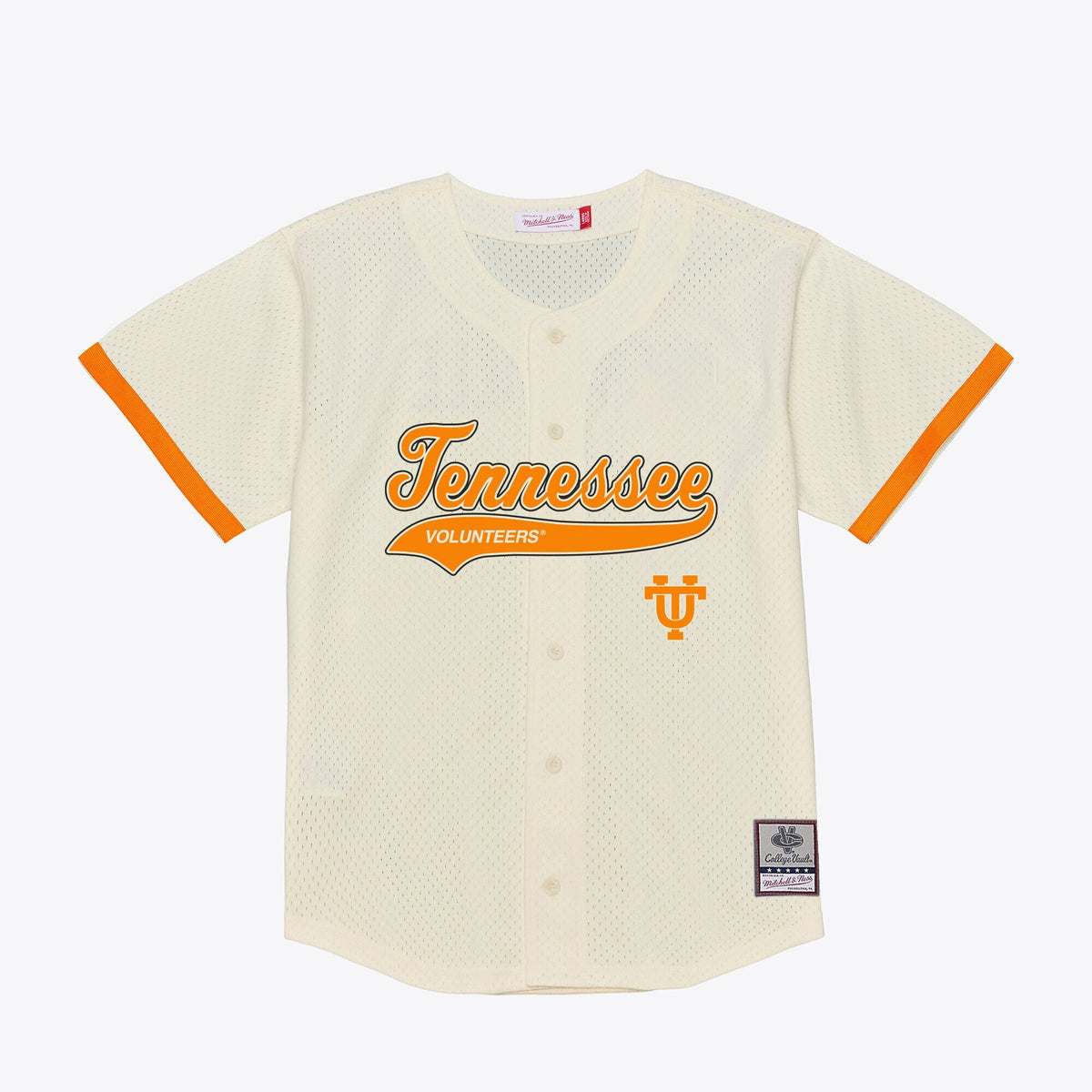 Tennessee Volunteers Mesh Button-Up Batting Practice Baseball Jersey - Cream product image 1, provided for visual reference
